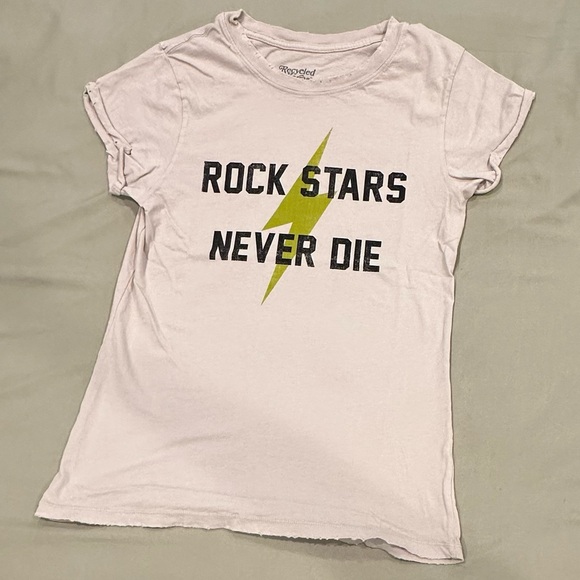 NEW Recycled Karma "Rock Stars Never Die" Roll Up Tee - Picture 1 of 10